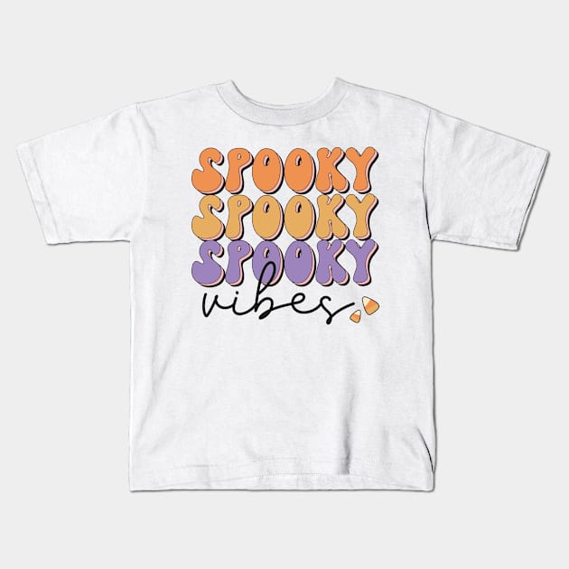 Spooky Vibes Kids T-Shirt by LMW Art